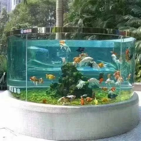 Customized outdoor semi-circular stone base arc-shaped special-shaped ornamental fish tanks