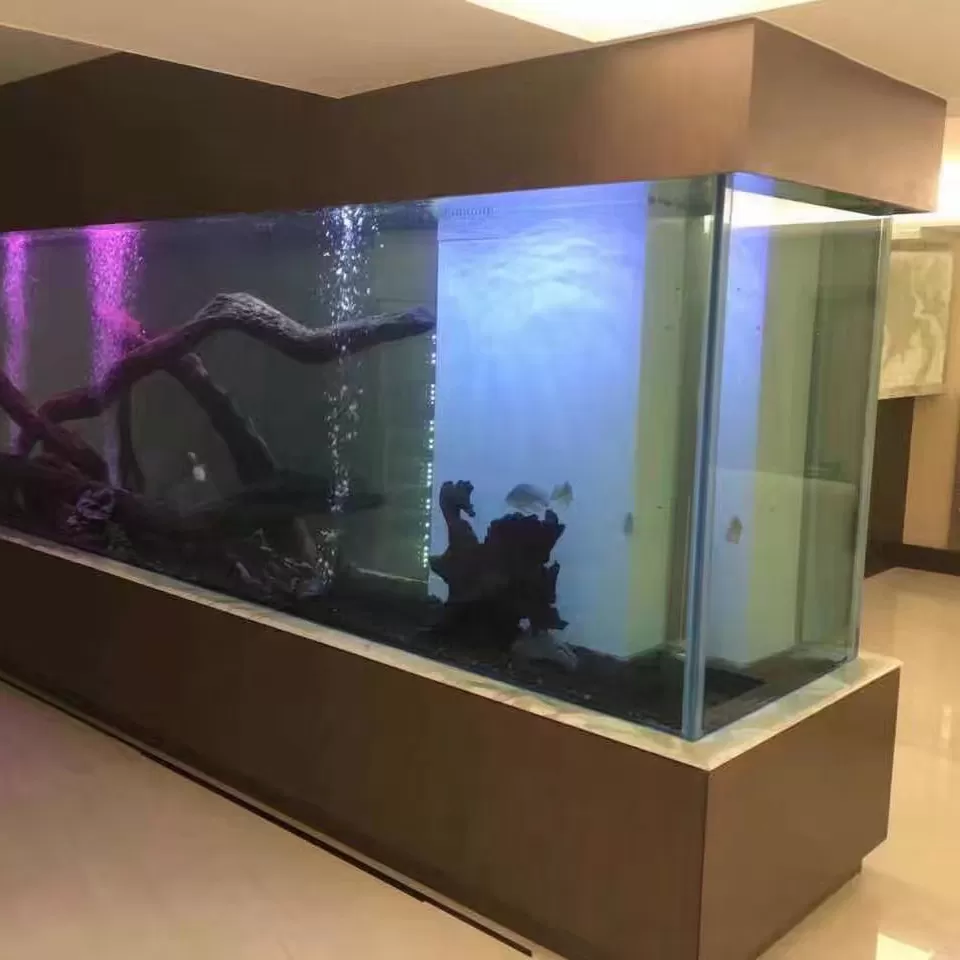 Customized L-shaped corner three-layer integrated driftwood original home fish tank