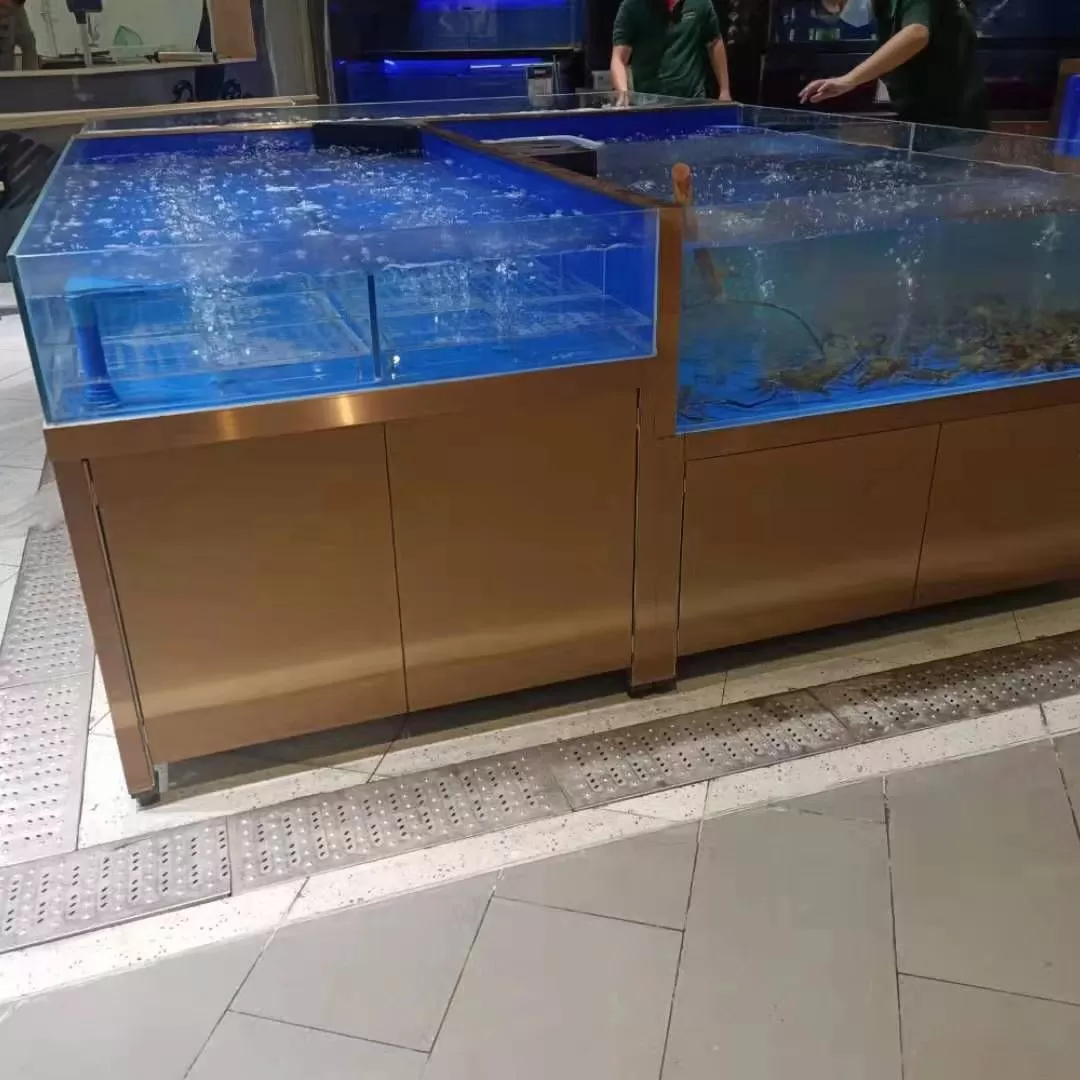 Customized rose gold stainless steel split commercial catering seafood tank