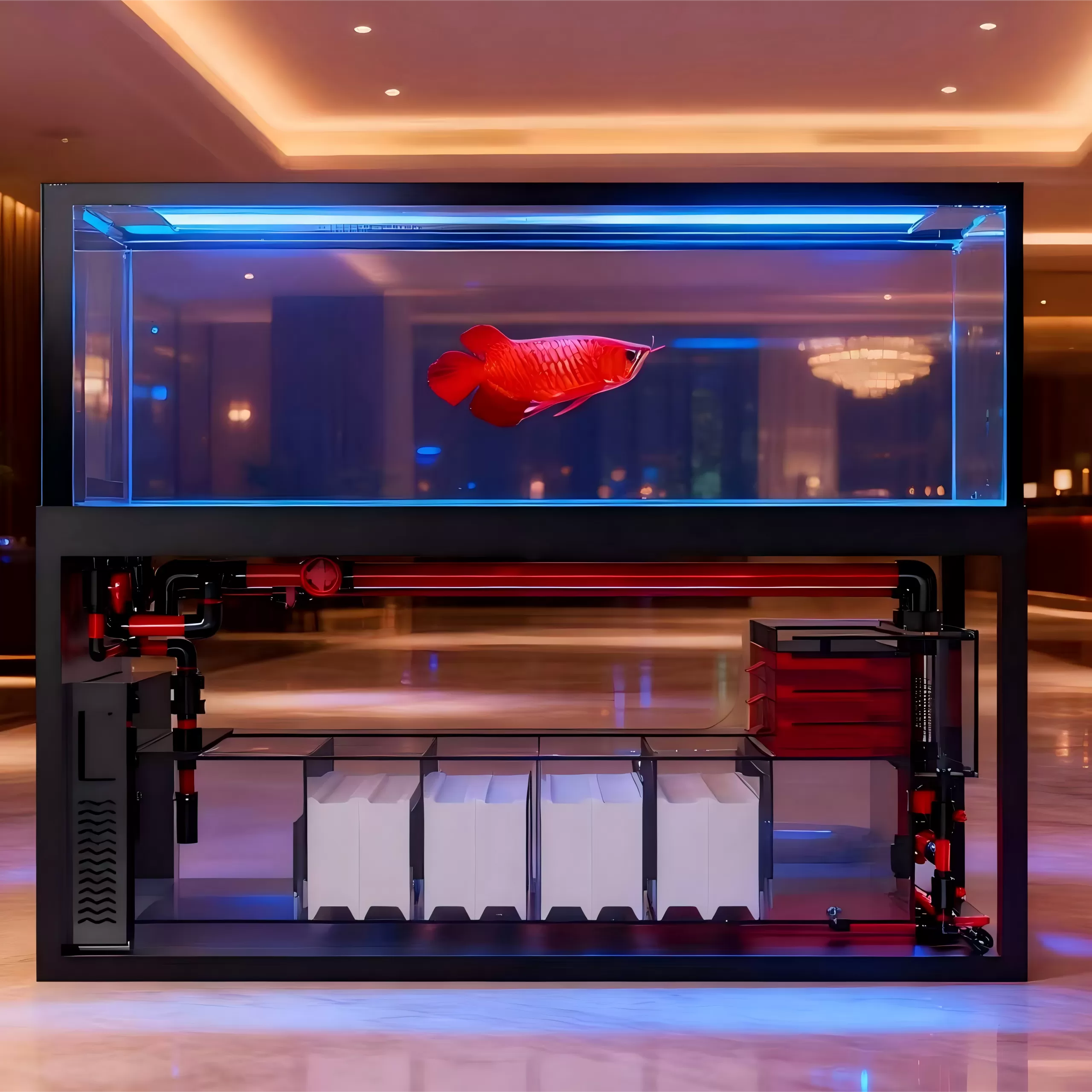Custom-made aquarium for large bottom-filtered red dragon ornamental dragon fish tanks