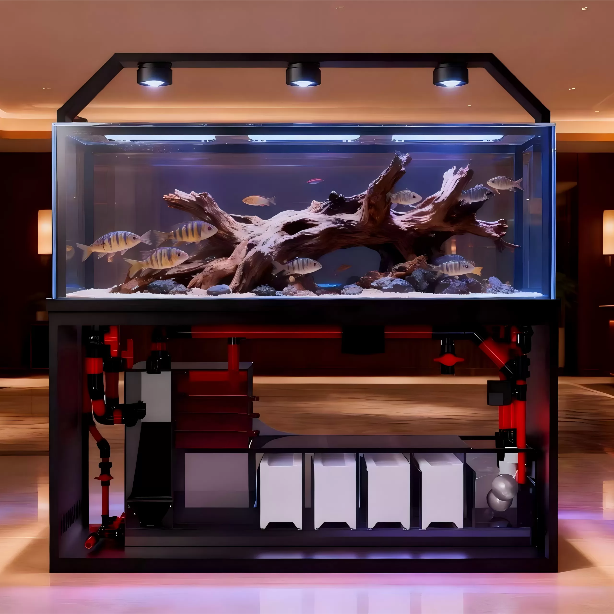 造景底滤中大型观赏水族鱼缸定制